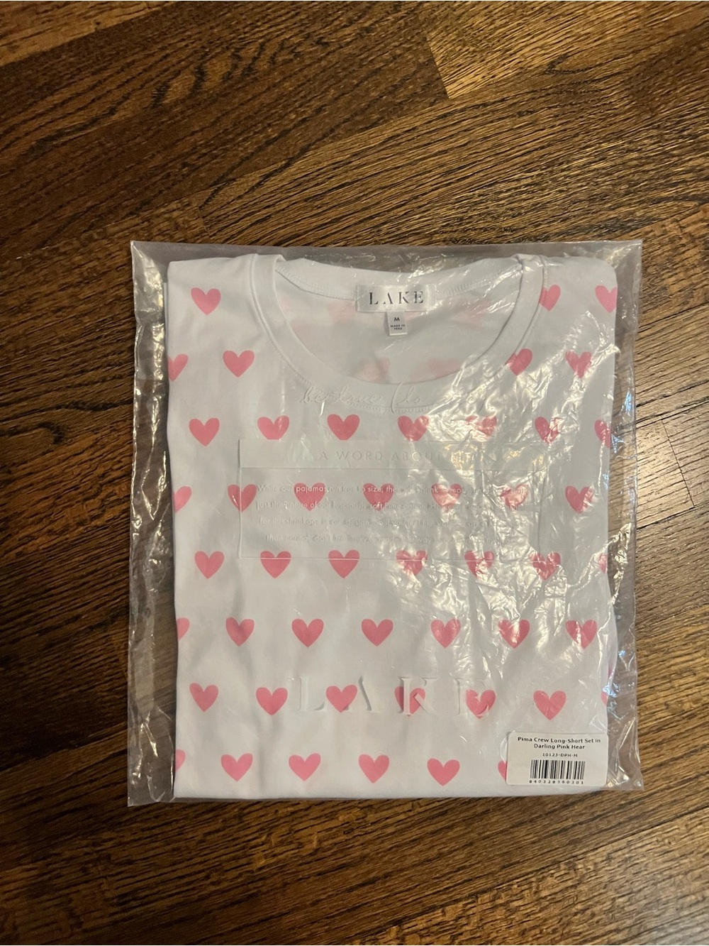LAKE women’s White Short-Sleeve Tee with Pink Heart Print